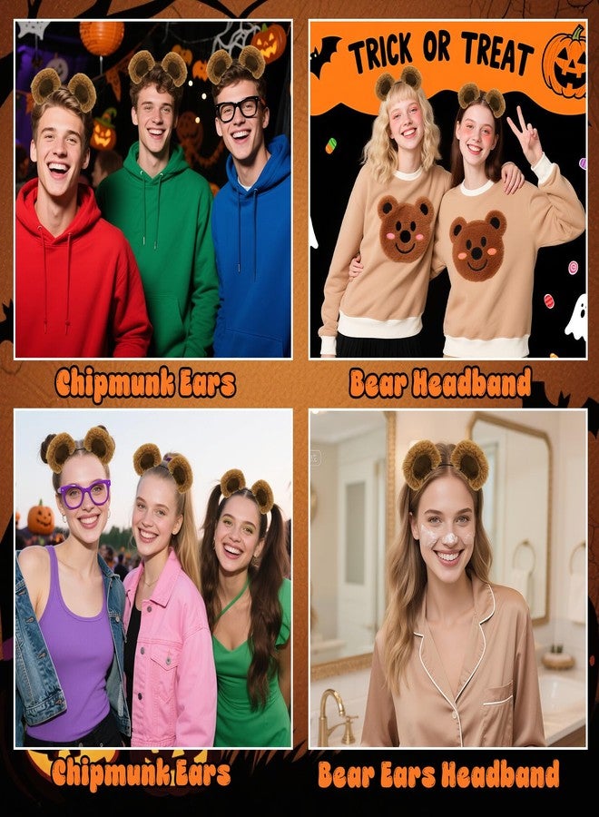 Voiiake Bear or Chipmunk Ears Headband Brown, Cute Care Hairband for Bear Costume, Animal Ear Head Wear for Makeup Washing Face Halloween Cosplay Dress up Costume Adults Women Gift - Image 4
